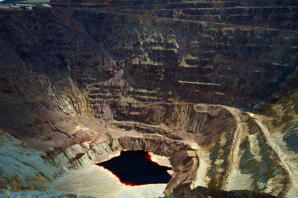 Terraces of the former Lavender Pit open-pit mine in Bisbee