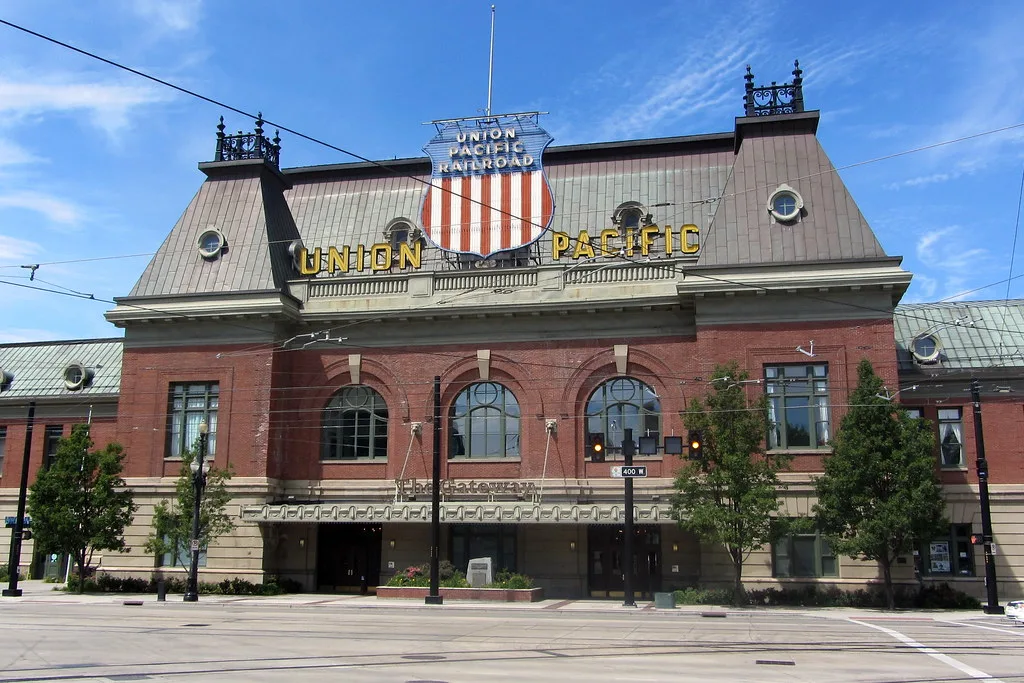 Facade of the former Union Pacific station in Salt Lake City