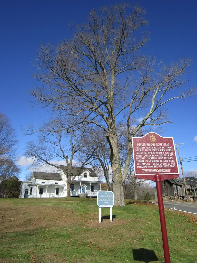 Historic Kincaid house and interpretive marker in its grounds