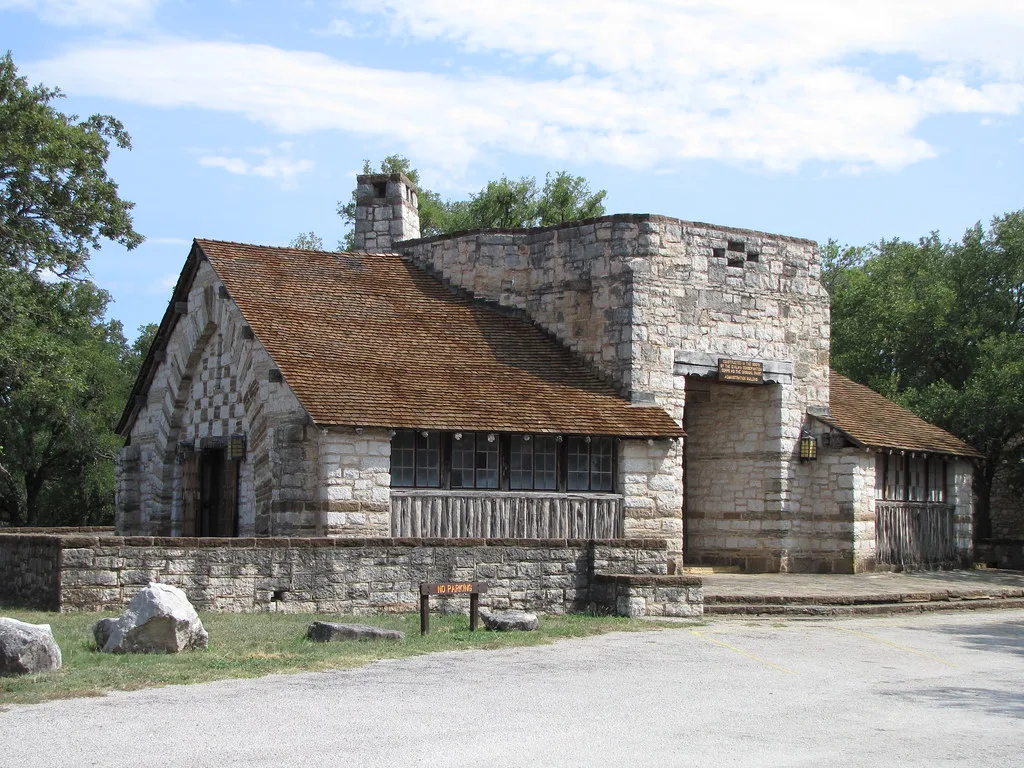Stone administration building at Longhorn Cavern
