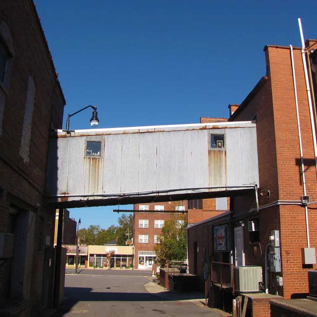 Covered passage between two buildings in a Sanford alley.
