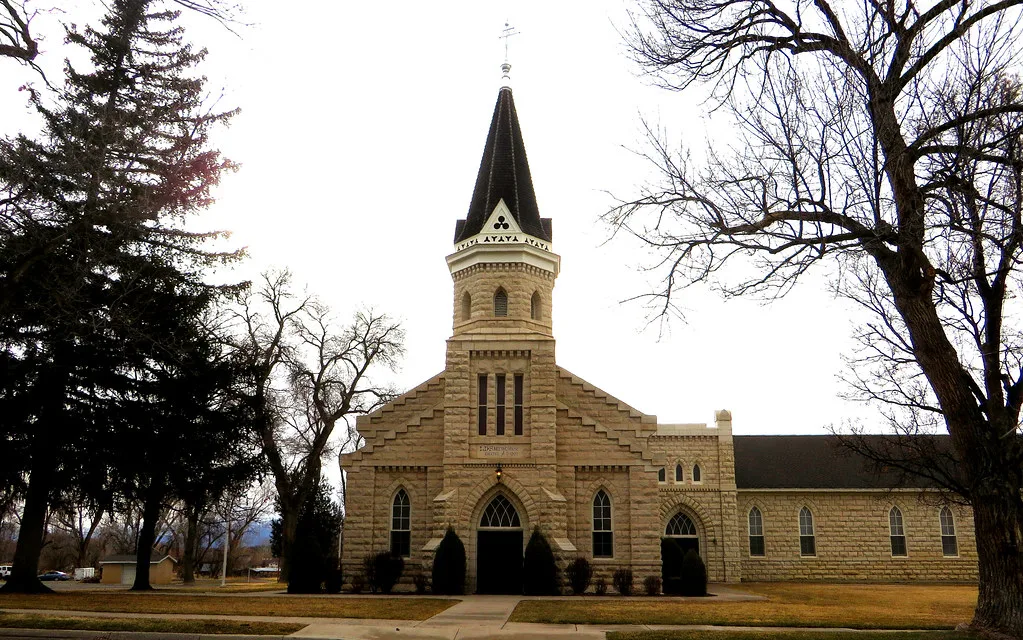 Historic meeting house in Spring City, Utah