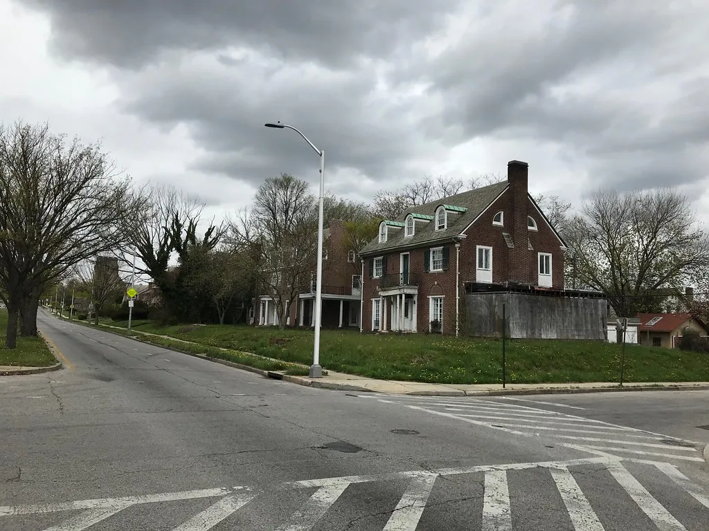 Brick house with dormers at East 33rd Street and Tivoli Avenue in Baltimore.
