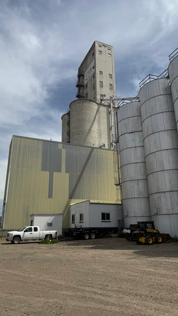 Grain elevator and silos in Shelby, Montana.