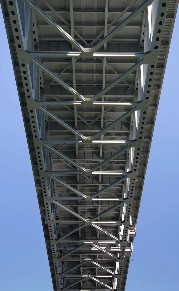 Steel framework seen beneath Homestead Grays Bridge
