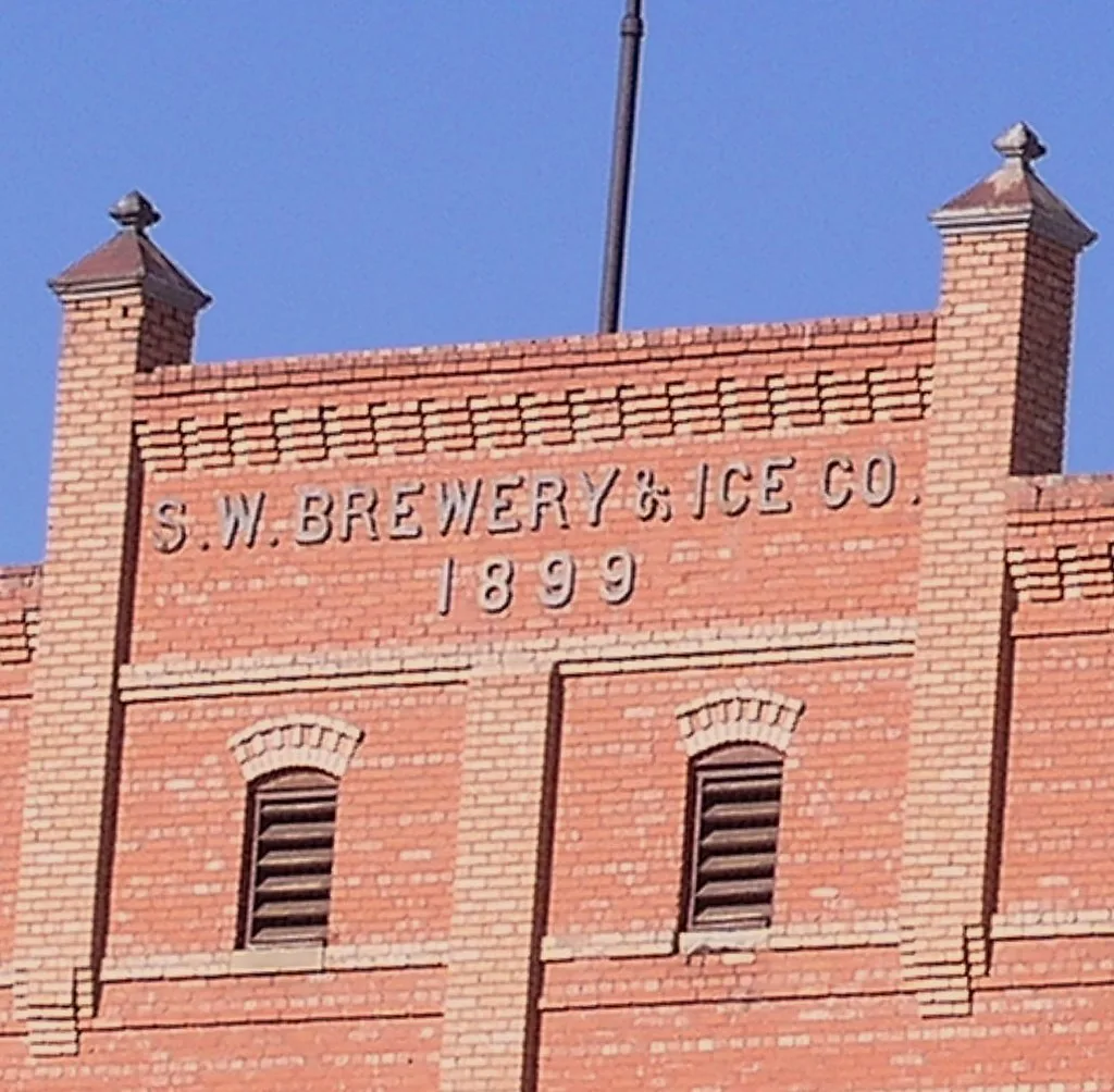 Brick parapet of S. W. Brewery & Ice Co. bearing the date 1899.