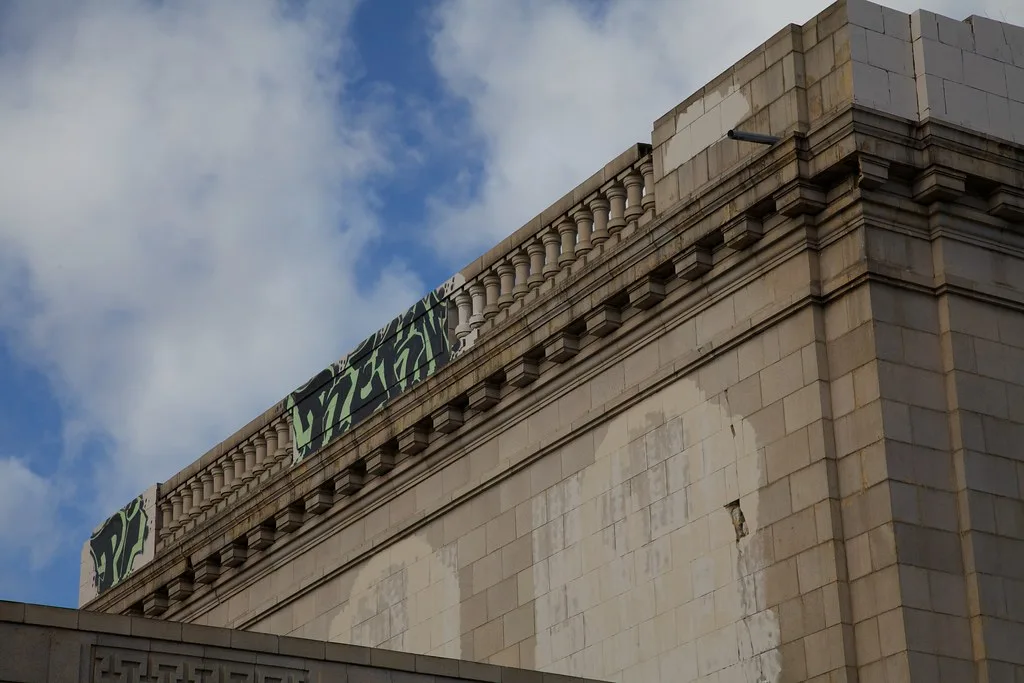 Cornice of the former 16th Street Southern Pacific station in Oakland