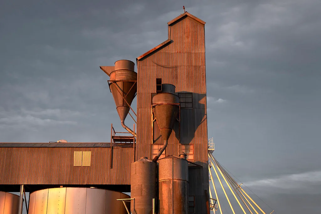 Industrial tower and metal equipment in Johnstown, Colorado.