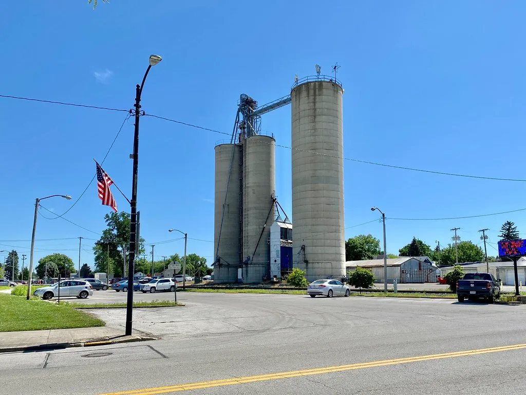 Grain elevators on Madison Street in Gibsonburg