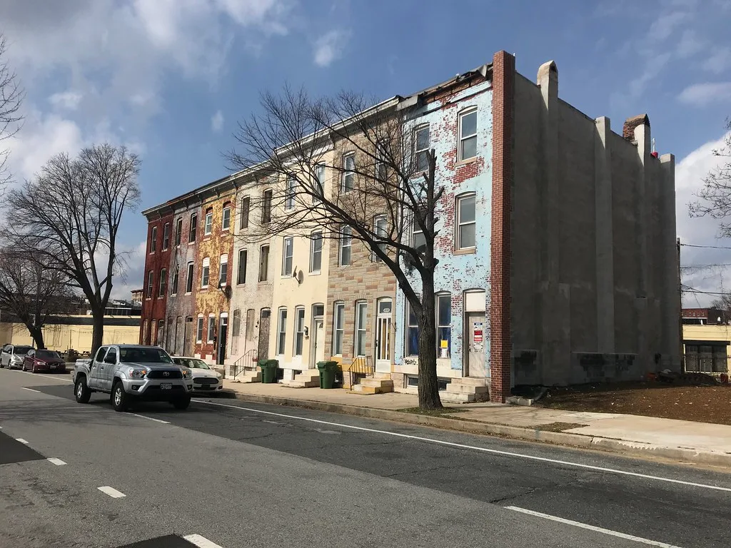 Old rowhouses on East Biddle Street in Baltimore