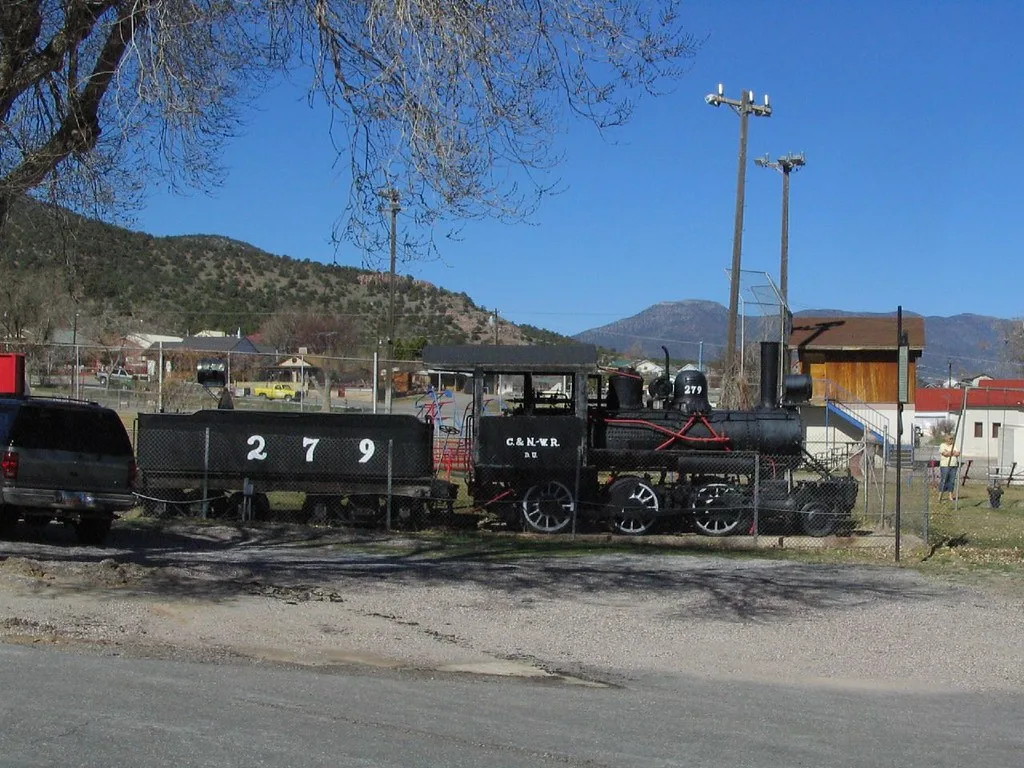 Historic locomotive displayed in Pioche, Nevada