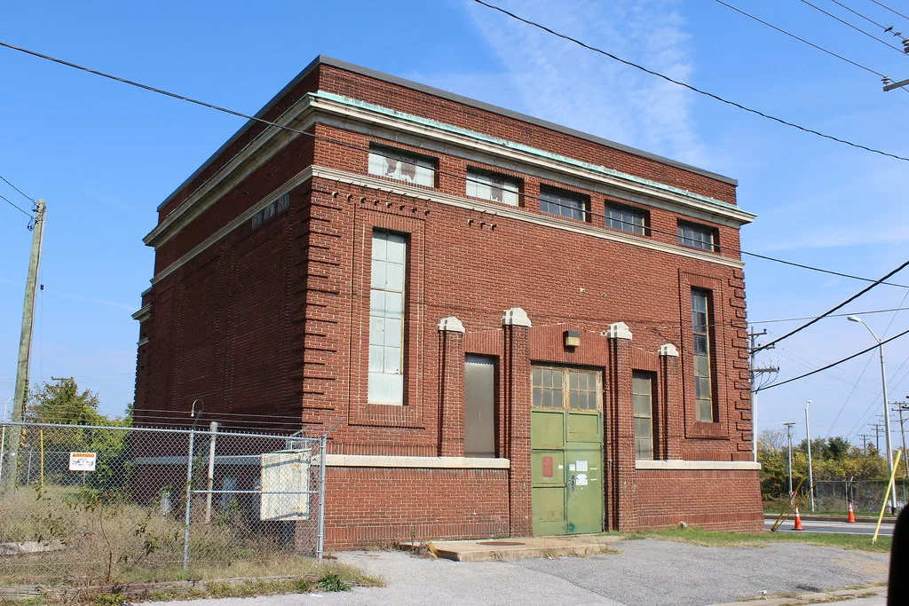 Former red-brick BG&E Brooklyn electrical substation in Baltimore