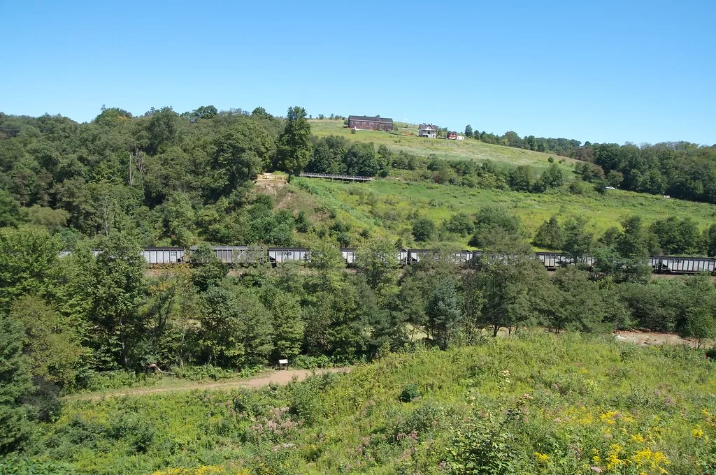 Remains of the Johnstown flood dam and the valley below