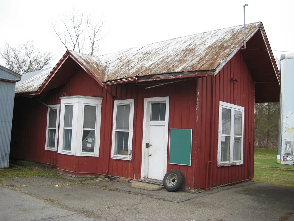 Former red timber station in Prattsburgh, viewed from the northeast.