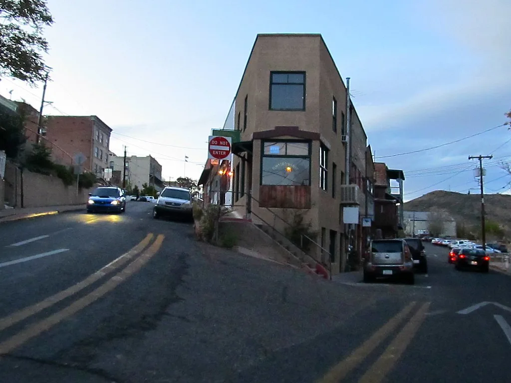 Buildings in historic downtown Jerome at dusk