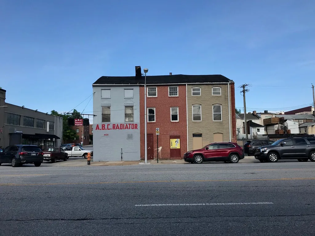 A.B.C. Radiator facade on South Central Avenue in Baltimore.